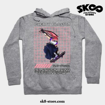 Cherry Blossom Line Rect Hoodie Gray / S