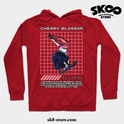 Cherry Blossom Line Rect Hoodie Red / S