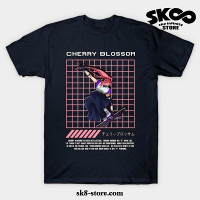 Cherry Blossom Line Rect T-Shirt Navy Blue / S