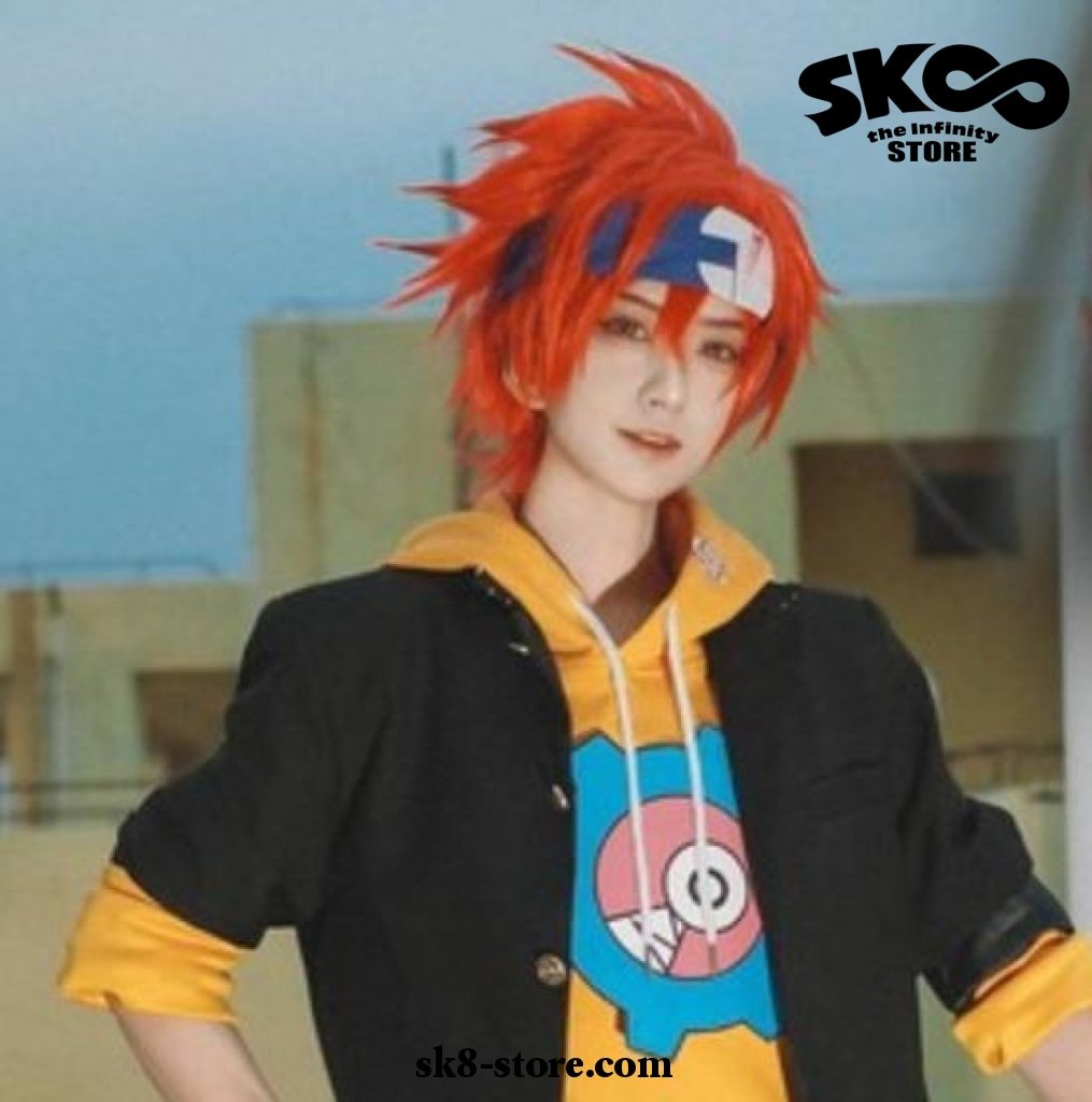 Peruca Anime Sk8 The Infinity Reki Cosplay Cabelo Vermelho Masculino