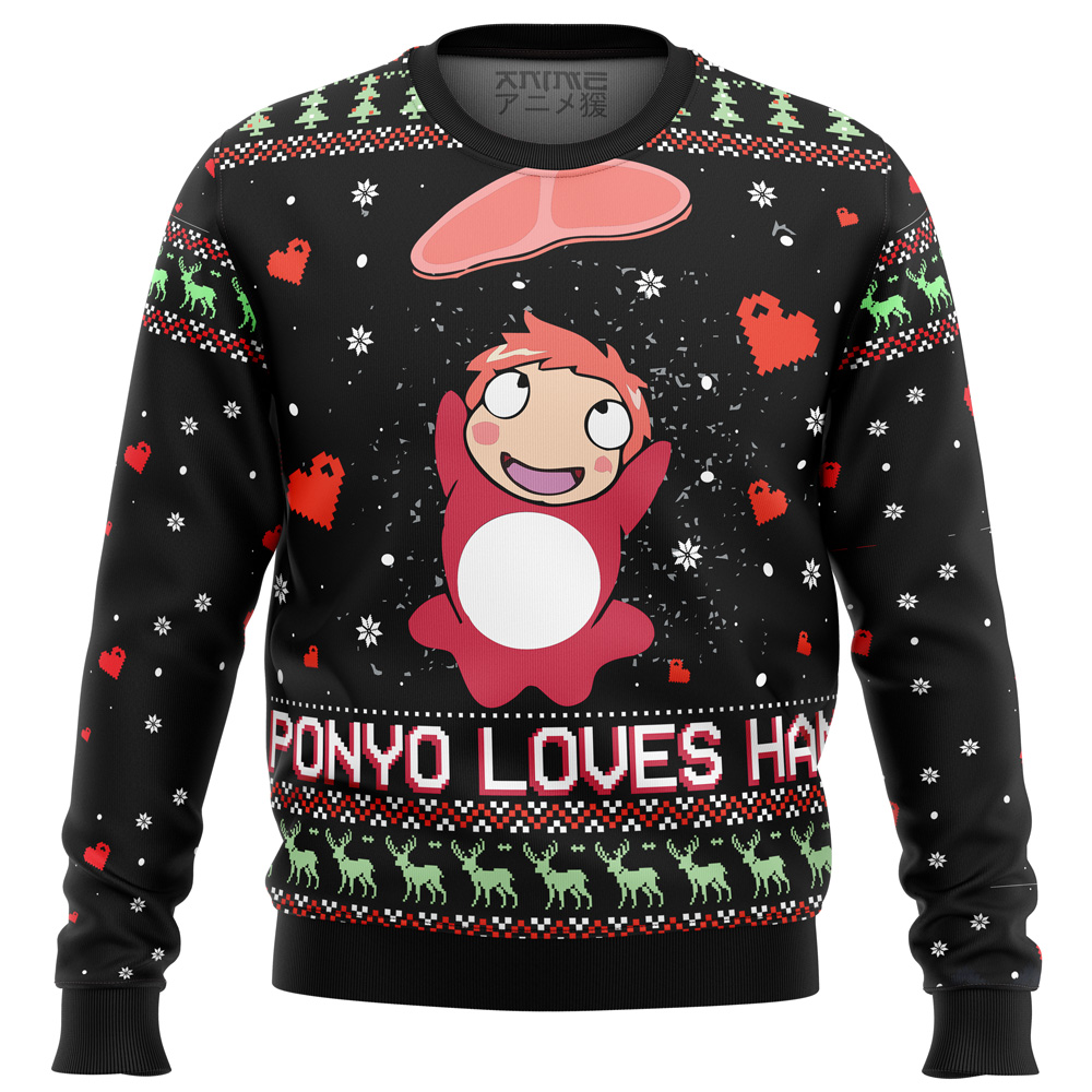 Studio Ghibli Ponyo Loves Ham Ugly Christmas Sweater