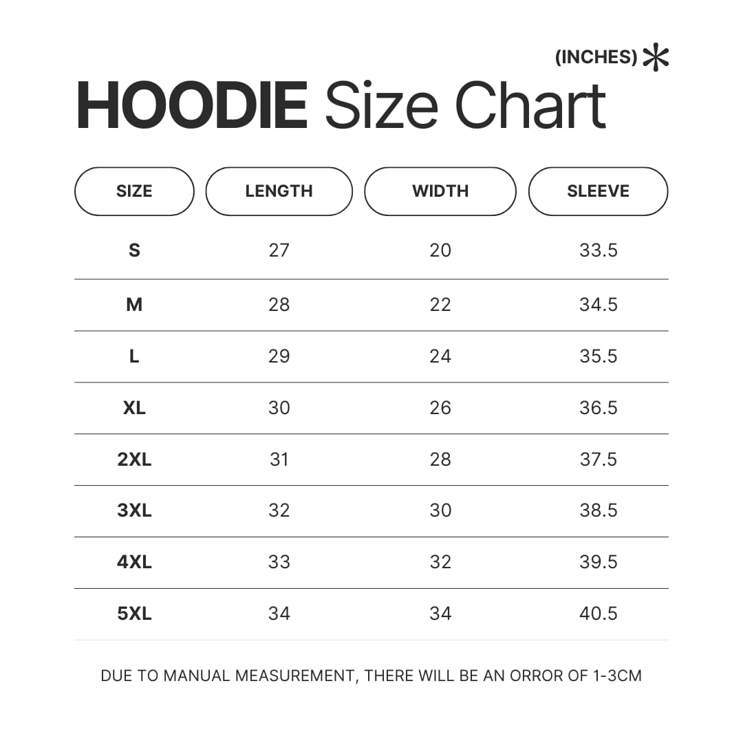 Hoodie Size Chart - SK8 the Infinity Store